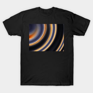 Geometric Art Circles Spirals in Black Gold ad Bluish Grey T-Shirt